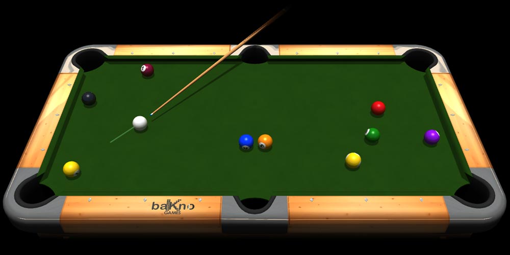 Billiards' pine table playing an eight ball match