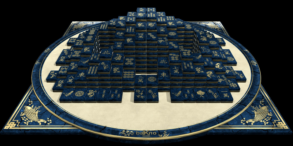 Mahjong's Shangai style tiles piled in expert mode