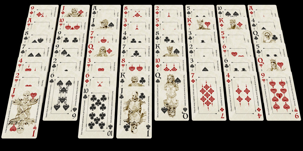 Solitaire Dante style cards featuring a Freecell game