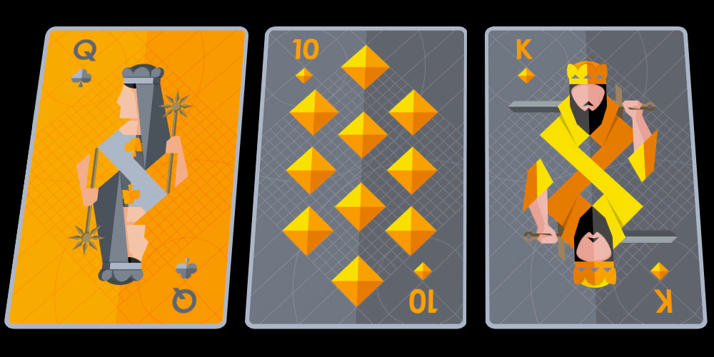 Solitaire cards featuring its geometric style.
